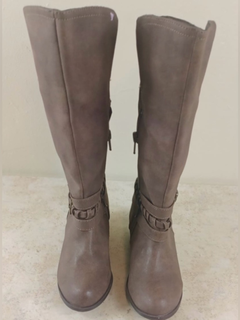 Sugar Over-the-Knee Riding Boots in Taupe